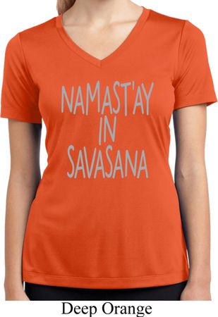 Namastay in Savasana Ladies Moisture Wicking V-neck Shirt