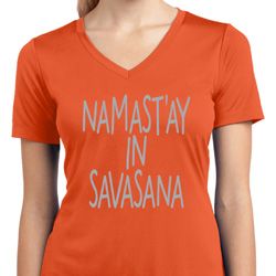 Namastay in Savasana Ladies Moisture Wicking V-neck Shirt