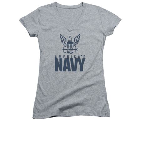 Navy Shirt Juniors V Neck America's Navy Athletic Heather T-Shirt