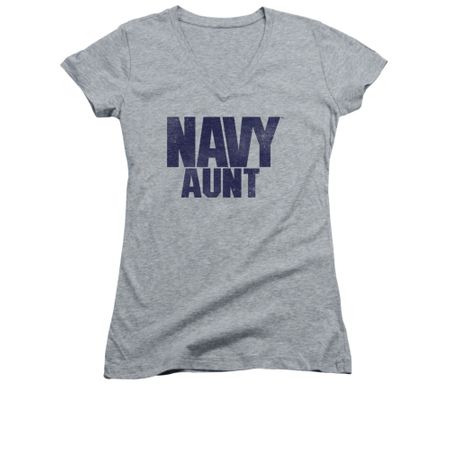 Navy Shirt Juniors V Neck Navy Aunt Athletic Heather T-Shirt