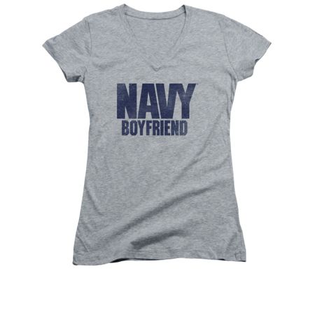 Navy Shirt Juniors V Neck Navy Boyfriend Athletic Heather T-Shirt