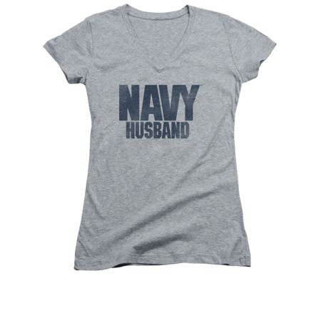 Navy Shirt Juniors V Neck Navy Husband Athletic Heather T-Shirt
