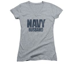 Navy Shirt Juniors V Neck Navy Husband Athletic Heather T-Shirt