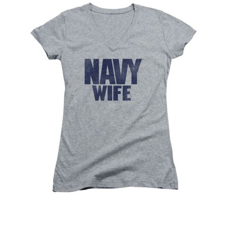 Navy Shirt Juniors V Neck Navy Wife Athletic Heather T-Shirt