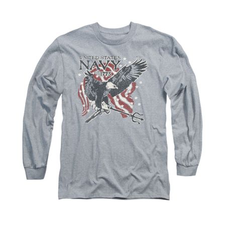 Navy Shirt Navy Eagle Trident Long Sleeve Athletic Heather Tee T-Shirt