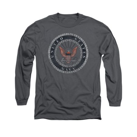 Navy Shirt Navy Rope Emblem Long Sleeve Charcoal Tee T-Shirt