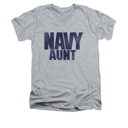 Navy Shirt Slim Fit V-Neck Navy Aunt Athletic Heather T-Shirt