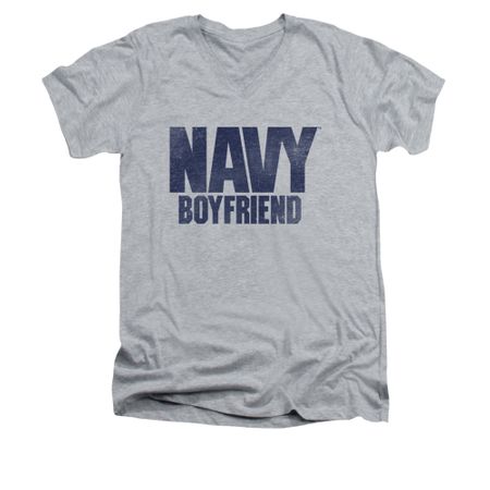 Navy Shirt Slim Fit V-Neck Navy Boyfriend Athletic Heather T-Shirt