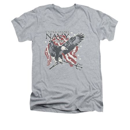 Navy Shirt Slim Fit V-Neck Navy Eagle Trident Athletic Heather T-Shirt