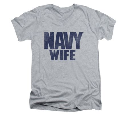 Navy Shirt Slim Fit V-Neck Navy Wife Athletic Heather T-Shirt