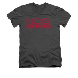 NCIS New Orleans Shirt Slim Fit V-Neck Red Logo Charcoal T-Shirt NCIS New Orleans Shirt Slim Fit V-Neck Red Logo Charcoal T-Shirt