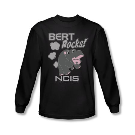 NCIS Shirt Bert Rocks Long Sleeve Black Tee T-Shirt