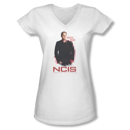 NCIS Shirt Juniors V Neck Timothy Mcgee White T-Shirt
