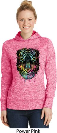 Neon Dripping Neon Tiger Ladies Moisture Wicking Hoodie