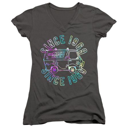 Juniors Size Scooby Do GROOVIN 69 V-neck Tee - Charcoal