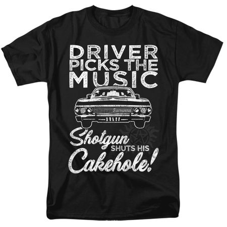 Mens Supernatural DRIVER PICKS MUSIC T-shirt - Black