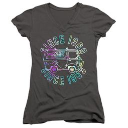 Juniors Size Scooby Do GROOVIN 69 V-neck Tee - Charcoal