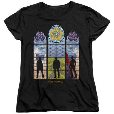 Womens Supernatural STAINED GLASS T-shirt - Black