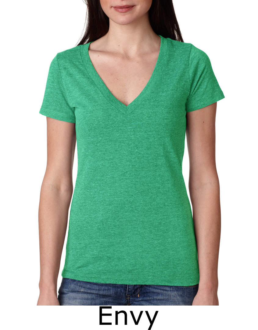 Next Level Ladies T-Shirt Tri-Blend Deep V-Neck Tee Shirt - Next Level ...