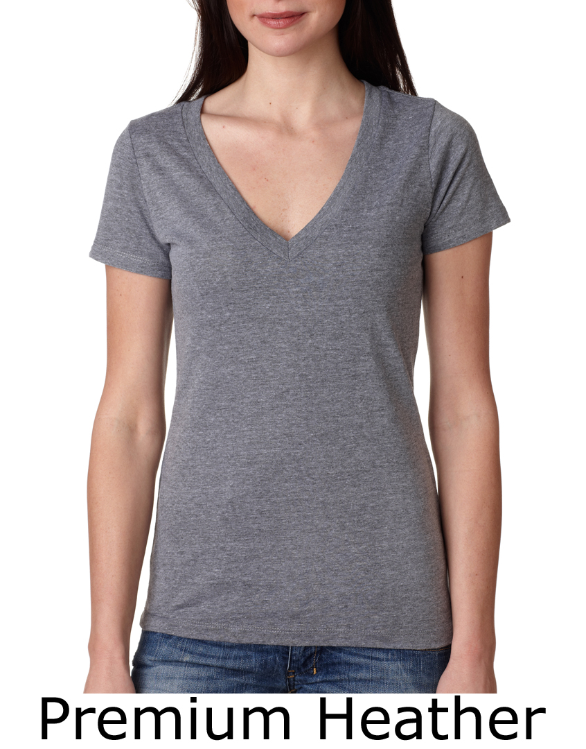 Next Level Ladies T-Shirt Tri-Blend Deep V-Neck Tee Shirt - Next Level ...