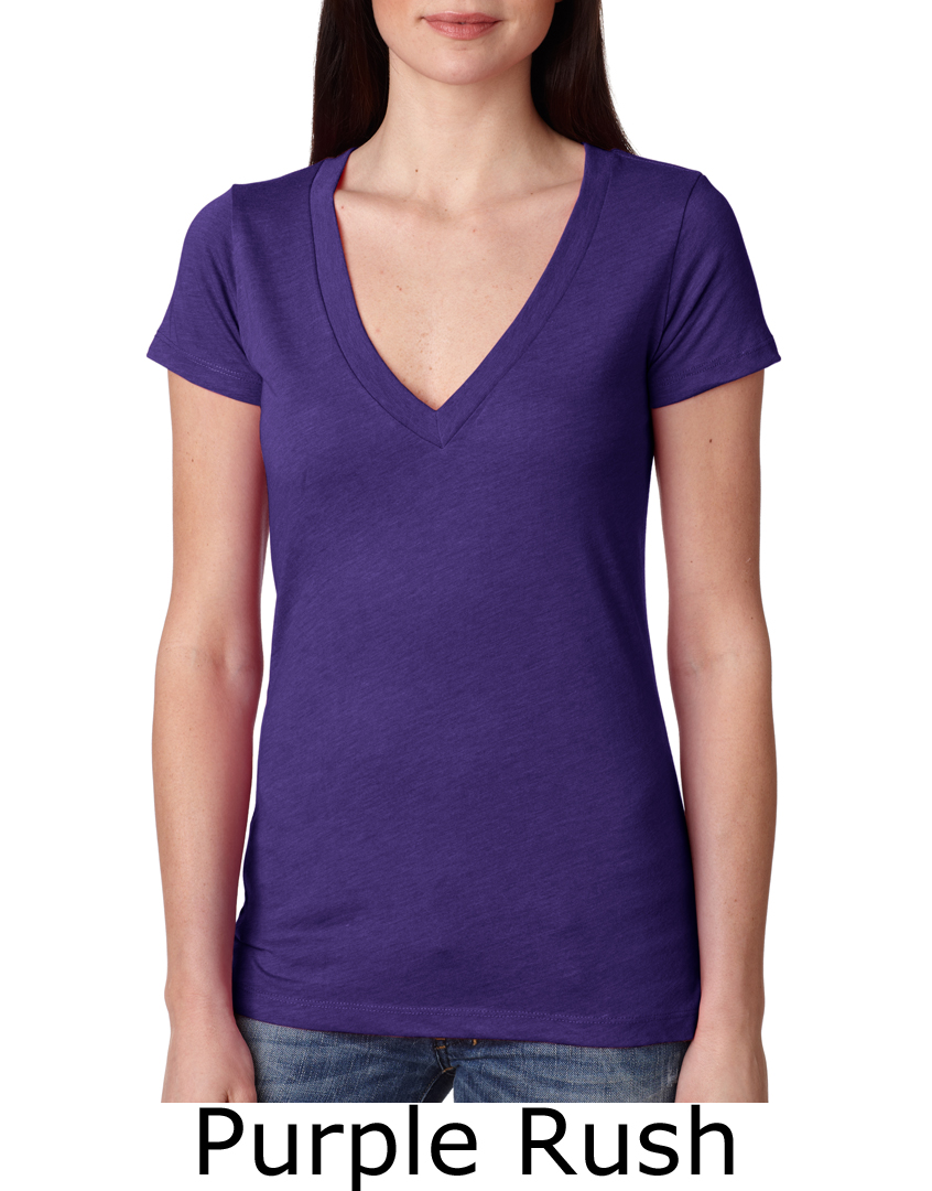 Next Level Ladies T-Shirt Tri-Blend Deep V-Neck Tee Shirt - Next Level ...