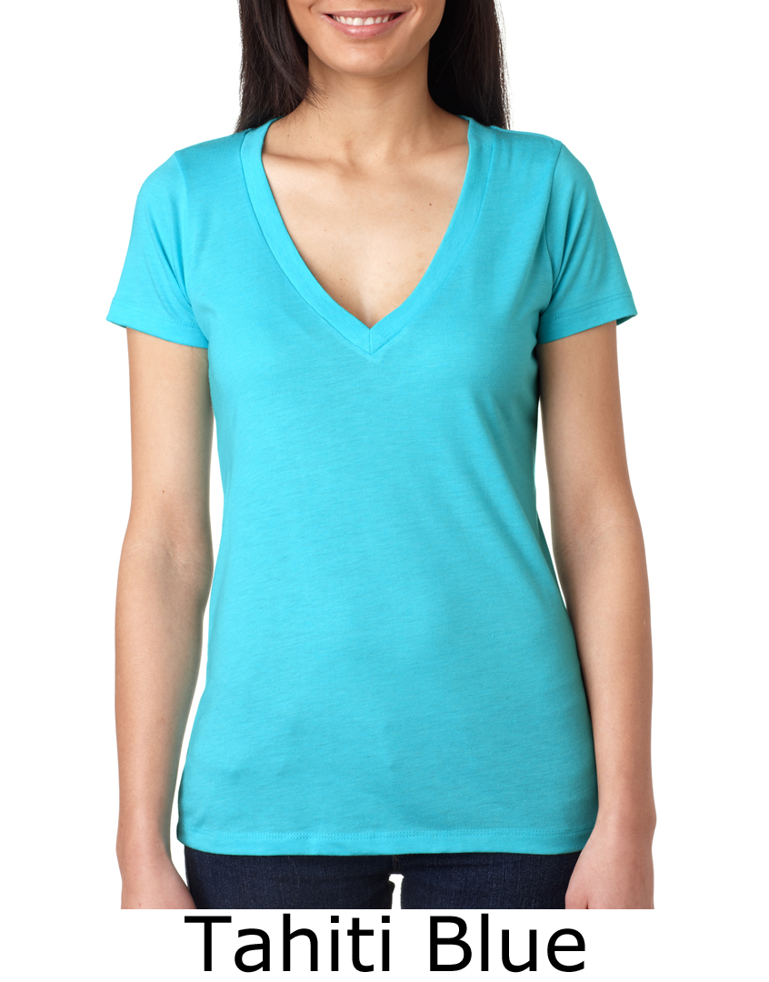Next Level Ladies T-Shirt Tri-Blend Deep V-Neck Tee Shirt - Next Level ...