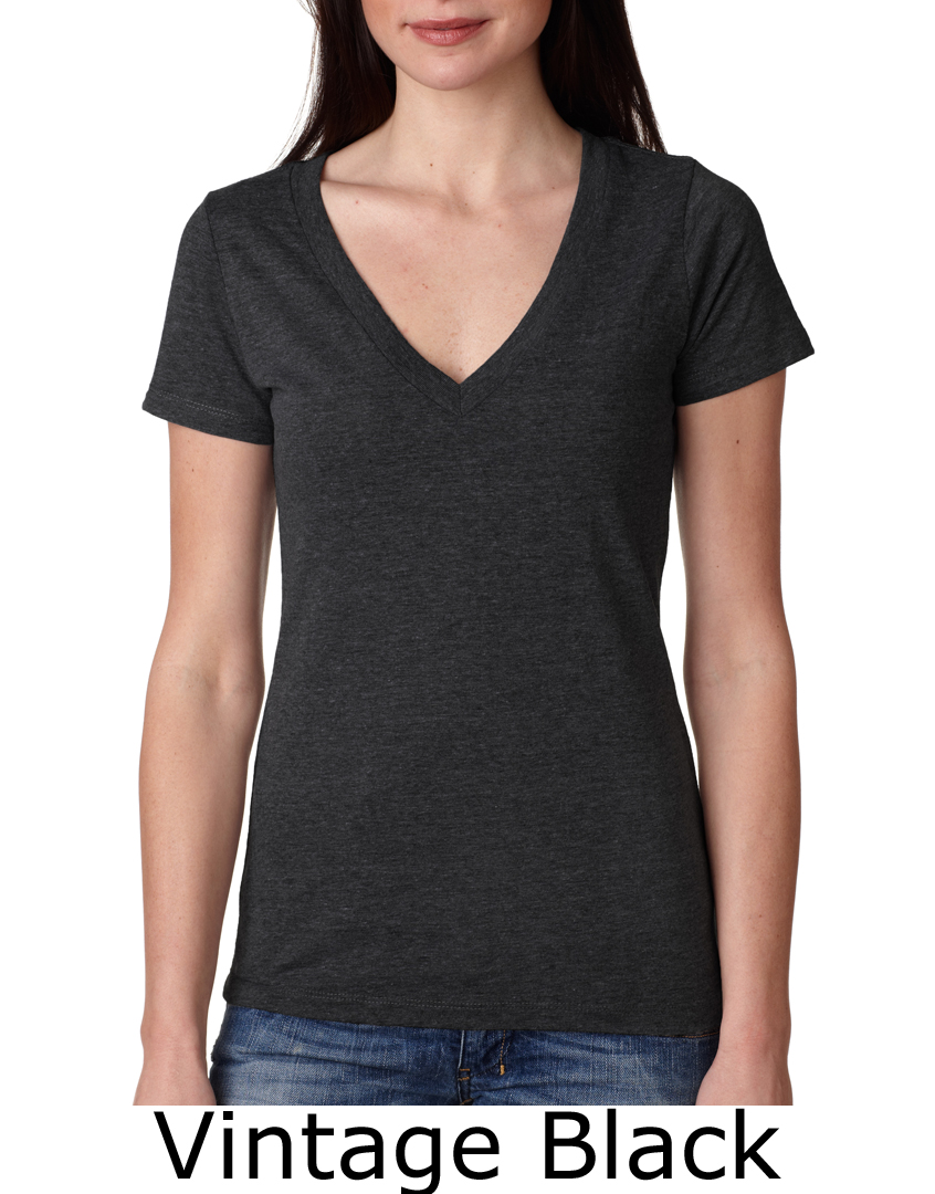 Next Level Ladies T-Shirt Tri-Blend Deep V-Neck Tee Shirt - Next Level ...