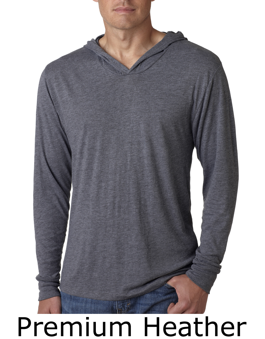 Men's Hoodie Long-Sleeve Tri-Blend Lightweight Shirt