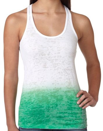 Next Level Ombre Burnout Racerback Tank - White/Green