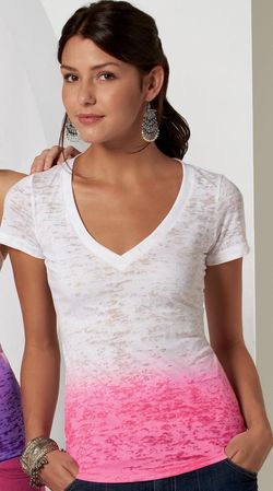 Clearance - Next Level Ombre Burnout Racerback V-neck - White/Pink