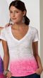 Clearance - Next Level Ombre Burnout Racerback V-neck - White/Pink