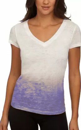Clearance - Womens Next Level Ombre Burnout V-neck - White/Purple