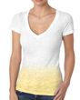 Clearance - Ladies Next Level Ombre Burnout V-neck - White/Banana