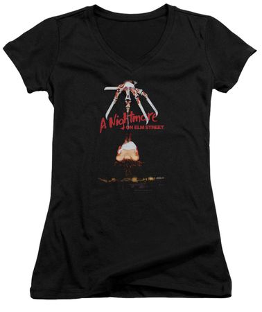 Nightmare On Elm Street Juniors V Neck Shirt Alternate Poster Black T-Shirt