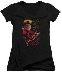Nightmare On Elm Street Juniors V Neck Shirt Freddy Claws Black T-Shirt