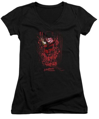 Nightmare On Elm Street Juniors V Neck Shirt One Two Freddys Coming For You Black T-Shirt