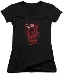 Nightmare On Elm Street Juniors V Neck Shirt One Two Freddys Coming For You Black T-Shirt