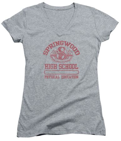 Nightmare On Elm Street Juniors V Neck Shirt Springwood High Heather Grey T-Shirt