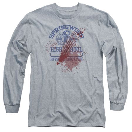Nightmare On Elm Street Long Sleeve Shirt Springwood High Victim Heather Grey Tee T-Shirt