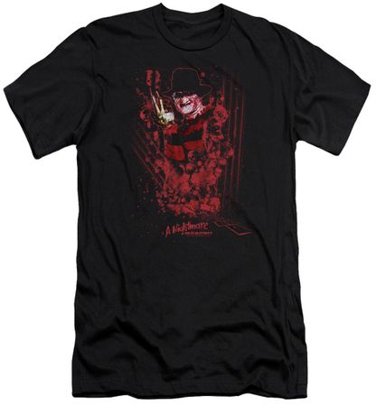 Nightmare On Elm Street Slim Fit Shirt One Two Freddys Coming For You Black T-Shirt