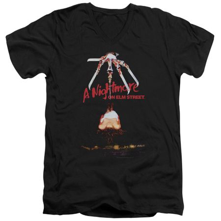 Nightmare On Elm Street Slim Fit V-Neck Shirt Alternate Poster Black T-Shirt