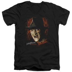 Nightmare On Elm Street Slim Fit V-Neck Shirt Freddy Krueger Black T-Shirt