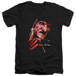 Nightmare On Elm Street Slim Fit V-Neck Shirt Freddy's Face Black T-Shirt Nightmare On Elm Street Slim Fit V-Neck Shirt Freddy's Face Black T-Shirt