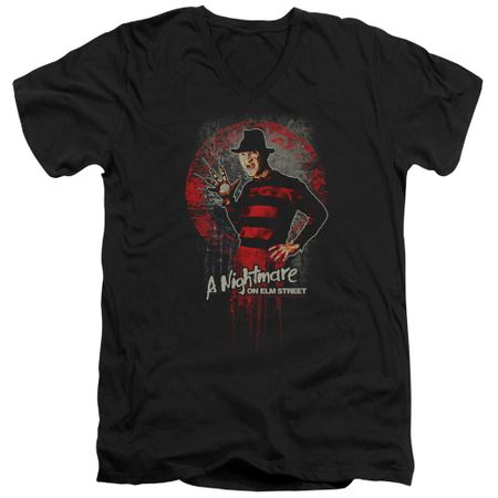 Nightmare On Elm Street Slim Fit V-Neck Shirt Springwood Slasher Black T-Shirt