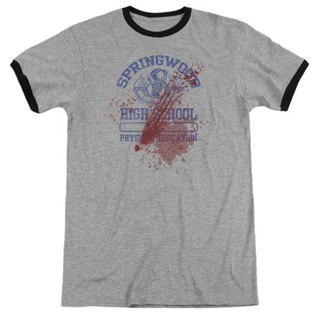 Nightmare On Elm Street Springwood High Victim Heather Grey Ringer Shirt