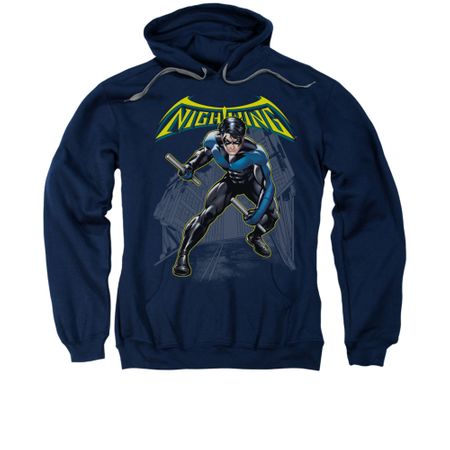 Nightwing DC Comics Hoodie Sweatshirt Nightwing Navy Blue Adult Hoody Sweat Shirt