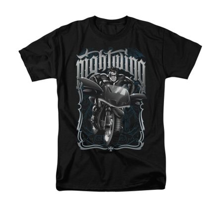 Nightwing DC Comics Shirt Biker Adult Black Tee T-Shirt