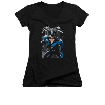 Nightwing DC Comics Shirt Juniors V Neck A Legacy Black Tee T-Shirt