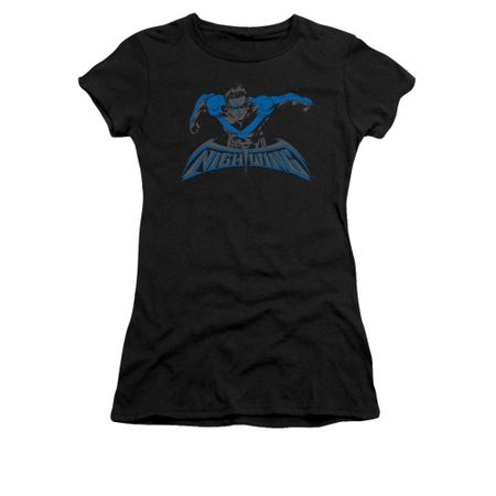 Nightwing DC Comics Shirt Wing Of The Night Juniors Black Tee T-Shirt