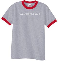 No Soup For You - Adult Ringer Heather Grey/Red Tee
